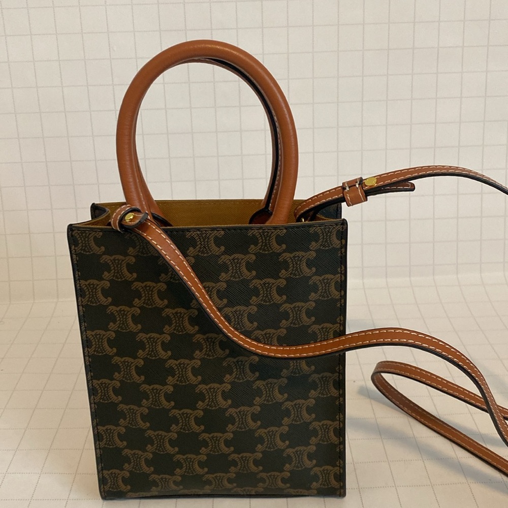 Celine Brown & Black Triomphe Mini Bag - Picture 3 of 12